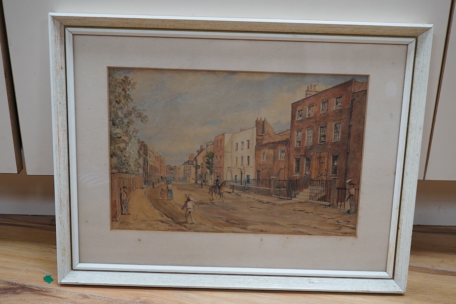 J Ashley, watercolour, Church Street Kensington, 19 x 29cm. Condition - fair